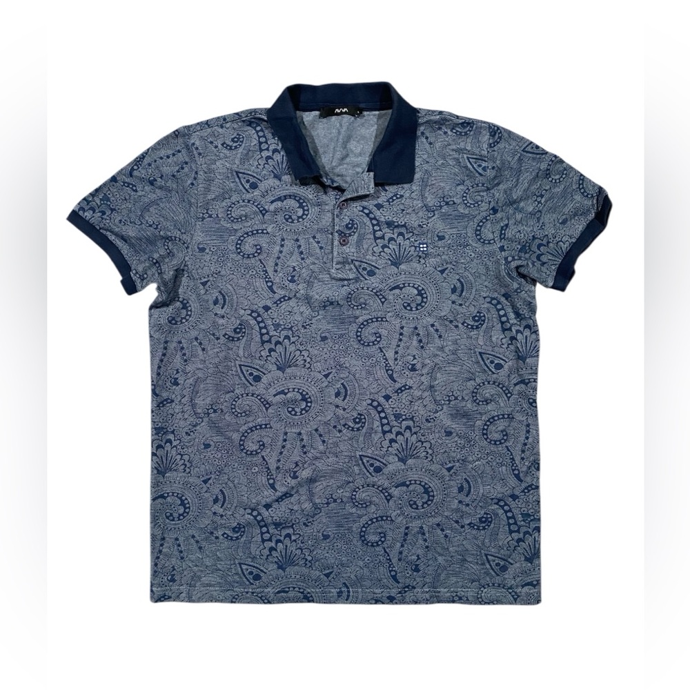 Men's Avva Paisley Blue‎ Patterned Polo Shirt